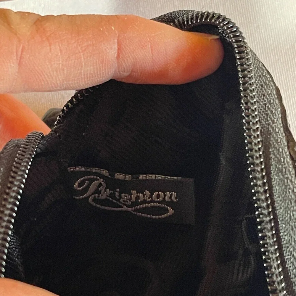 Brighton Coin‎ Change Purse Black Leather Lined Zipper Small Heart